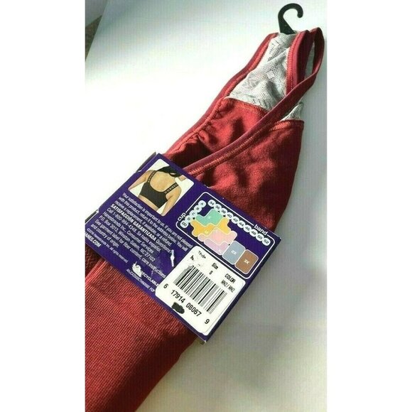 Clothing Women Hanes Cozy Bra Sport Bra SMALL Burgundy Razerback Pullover - Picture 5 of 7